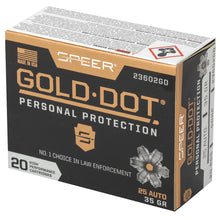 Load image into Gallery viewer, Spr Gold Dot 25acp 35gr Hp 20-200