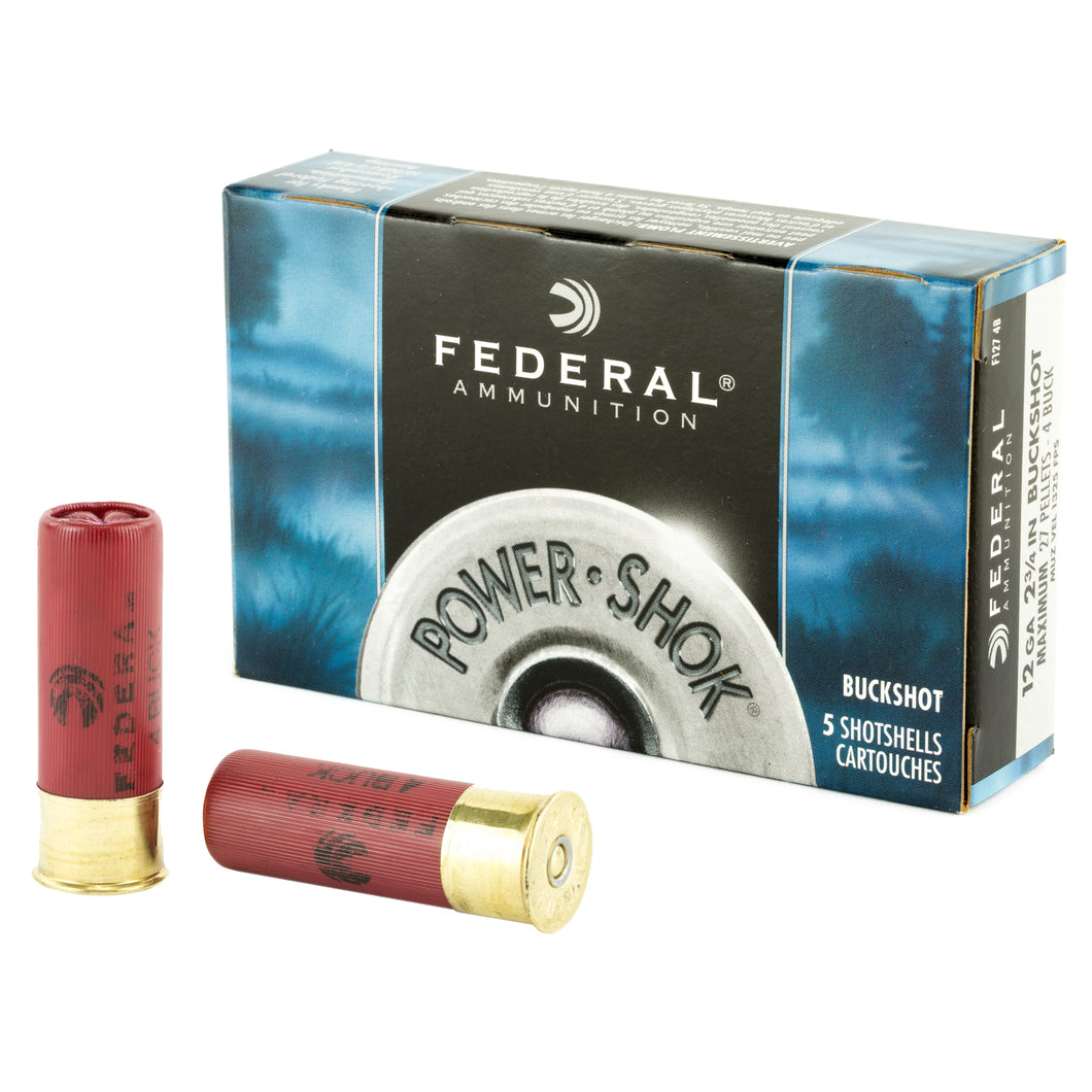 Fed Pwrshk 12ga 2.75 Mx #4 Bck 5-250