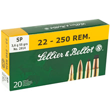 Load image into Gallery viewer, S&amp;b 22-250 55gr Sp 20-500