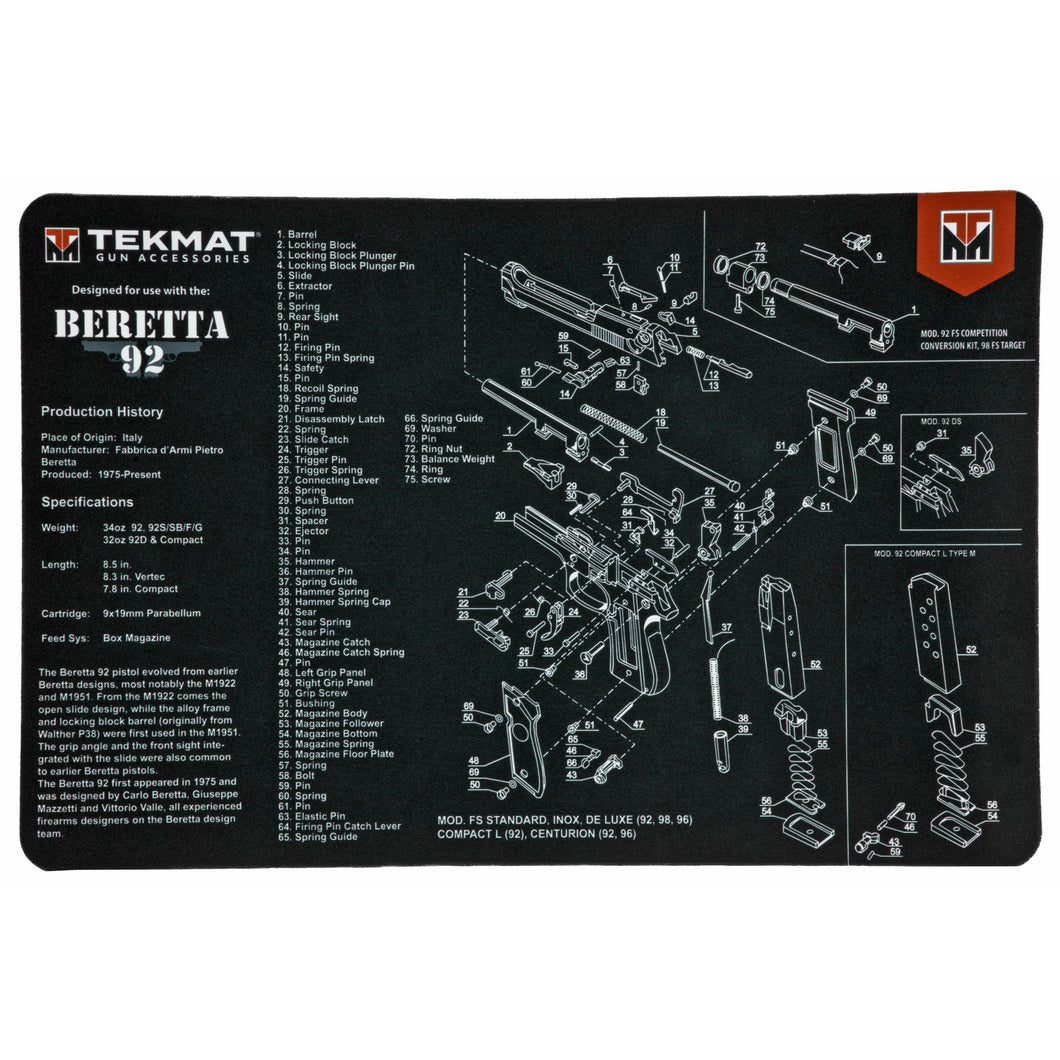 Tekmat Pistol Mat Beretta 92 Blk