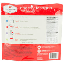 Load image into Gallery viewer, Wise Camping Lasagna W- Sausage 6pk